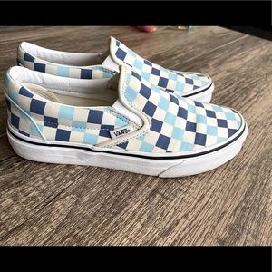 Vans Slip-On Blue, Topaz & White Checkered Canvas Skate shoes